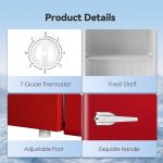LHRIVER Mini Freezer, 1.2Cu.ft Small Upright Freezer with Handle and Shelves, 7 Adjustable Thermostat, Low Noise for Bedroom/Apartment/Home/Office, Red - Image 3