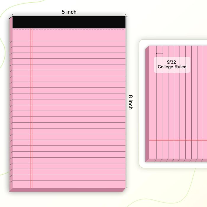 5pcs Small Note Pads 5x8 Notebook College Ruled Legal Pads Color Notepads 5 Pack Study Back Writing Pads 5 x 8 Perforated Narrow Ruled Pads of Paper for School & Office Supplies 30 Sheets/Pack - Image 7