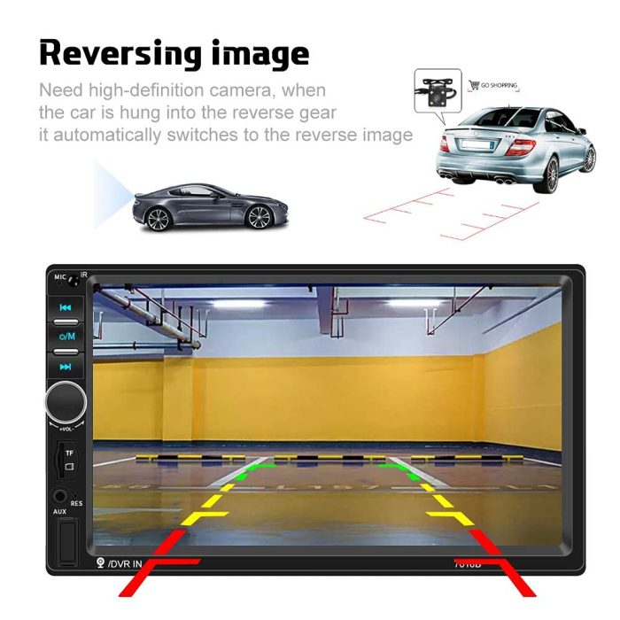 Camecho Car Radio Double Din Car Stereo 7" LCD Touch Screen in-Dash Head Unit with Bluetooth Support Mirror Link/DVR/USB/FM/SD/MIC MP5 +Rear View Camera& Remote Control - Image 6