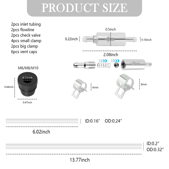 OFBAND 2Set Brake Bleeder Kit,Brake Fluid Bleeder Kit Includes 4PCS Brake Bleeder Hose,2PCS One Way Check Valve,Universal Break Bleeder Kit Car Accessories for Car Motorbike Bike - Image 7