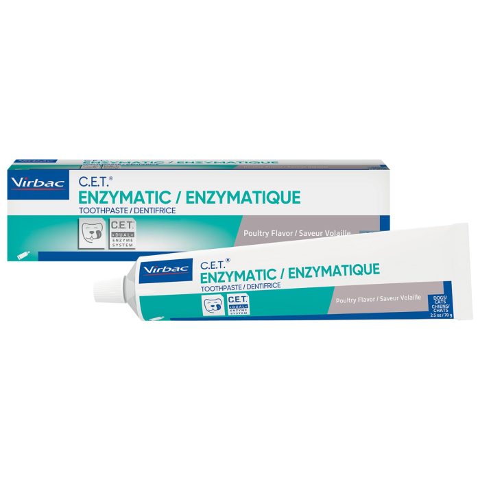 61VxiZYBBML Virbac C.E.T. Enzymatic Toothpaste, Eliminates Bad Breath by Removing Plaque & Tartar Buildup, Best Pet Dental Care Toothpaste, Poultry Flavor, 2.5 oz tube - Image 1