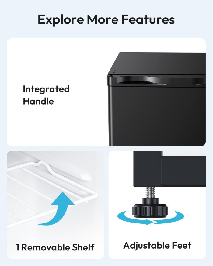 EUHOMY 1.1 Cubic Feet Mini Freezer, Countertop, Single Door Compact Upright Freezer with Reversible Door, Removable Shelves, Small freezer for Home/Dorms/Apartment/Office, New Black - Image 2