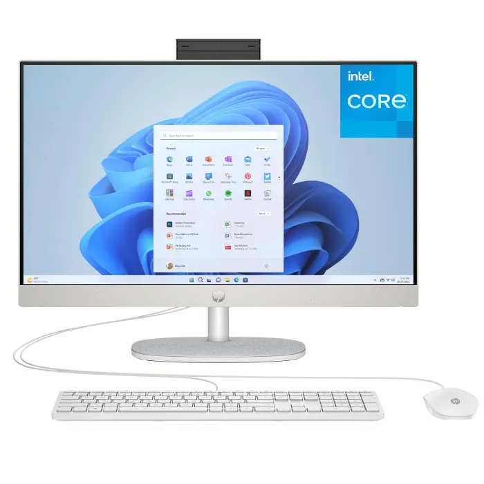 HP 24 Touchscreen All-in-One Desktop Computer for Home and School, Intel Processor, 23.8" FHD Display, 16GB DDR4 RAM, 1TB PCIe SSD, WiFi 6, Bluetooth 5.3, Business AIO, White - Image 1