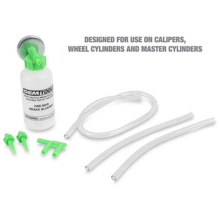 OEMTOOLS 25036 Bleed-O-Matic One-Man Brake Bleeder Kit, Featuring An Opaque Brake Bleed Bottle / Transparent Hoses and Tapered Fittings, No Mess Brake Fluid Bleeding , Multi color(Packaging May Vary) - Image 7
