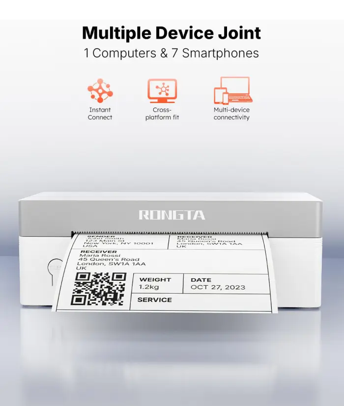 Rongta Shipping Thermal Label Printer, Bluetooth 4x6 Sticker Label Maker Wireless Shipping Label Printer for Package Small Business Compatible with Windows macOS Android iOS - Image 6