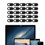 25 PCS Black Webcam Cover, 0.7mm Ultra-Thin Camera Privacy Cover for Laptop Phone PC, ABS Material Ellipse Shutter Slider to Block Web Cam