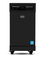 BLACK+DECKER 18-Inch Portable Dishwasher, 8-Place Setting Capacity, Mobile Dish Washer with 6 Wash Programs, LED Display, Stainless Steel Tub, ENERGY STAR Certified, BPD8B, Black