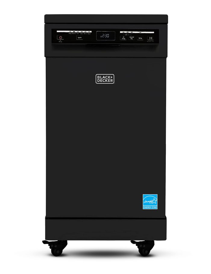 BLACK+DECKER 18-Inch Portable Dishwasher, 8-Place Setting Capacity, Mobile Dish Washer with 6 Wash Programs, LED Display, Stainless Steel Tub, ENERGY STAR Certified, BPD8B, Black - Image 1