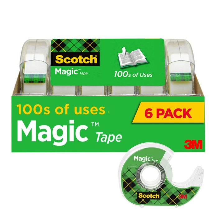 Scotch Magic Tape, Invisible, Repair Christmas Cards and Use as Holiday Gift Wrap Supplies for Christmas, 6 Tape Rolls with Dispensers - Image 1