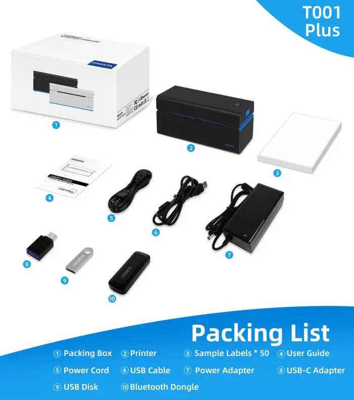 ORGSTA Bluetooth Thermal Shipping Label Printer T001-Plus Wireless 4x6 Shipping Label Printer for Small Business Support Android iPhone & Windows Widely Used for Amazon, Ebay, Shopify, Etsy, USPS - Image 2