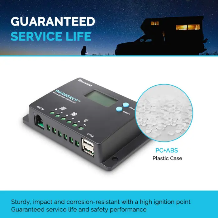 Renogy 10 Amp 12V/24V PWM Negative Ground Solar Charge Controller Compact Design w/LCD Display for AGM, Gel, Flooded and Lithium Battery, Wanderer 10A - Image 7