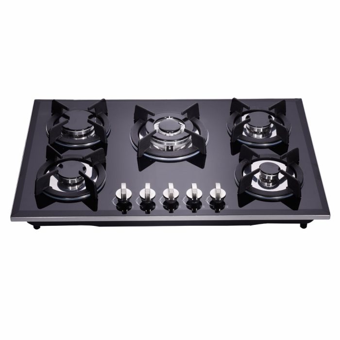 Deli-kit 30 inch Gas Cooktops Dual Fuel Sealed 5 Burners Drop-In Tempered Glass Gas Hob DK157-A01S Gas Cooktop - Image 1