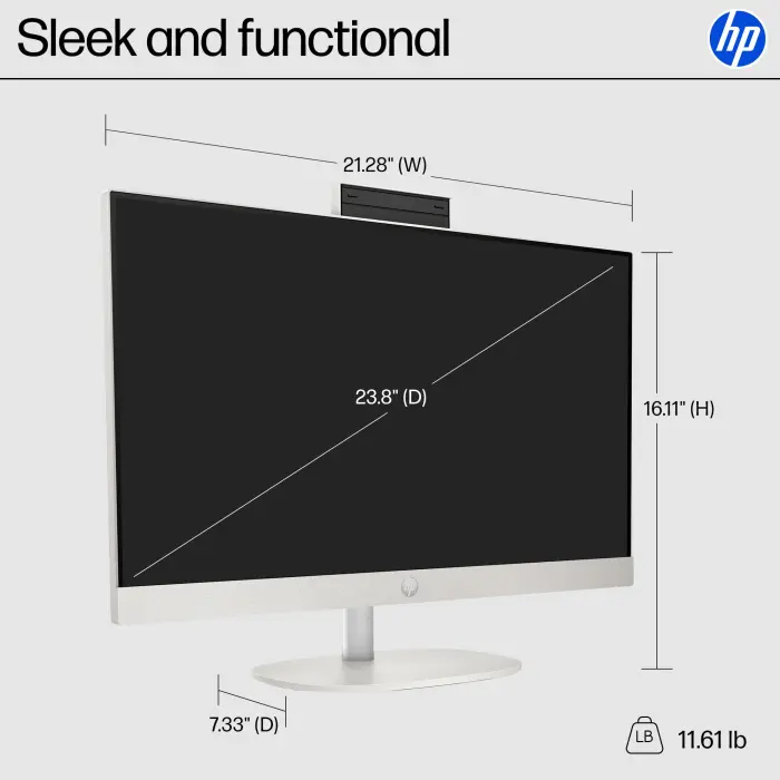 HP 24 Touchscreen All-in-One Desktop Computer for Home and School, Intel Processor, 23.8" FHD Display, 16GB DDR4 RAM, 1TB PCIe SSD, WiFi 6, Bluetooth 5.3, Business AIO, White - Image 4
