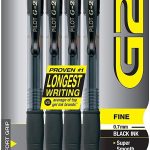 Pilot G2 Premium Gel Roller Pens 0.7, Fine Point Smooth Writing Pens Black, Pack of 4
