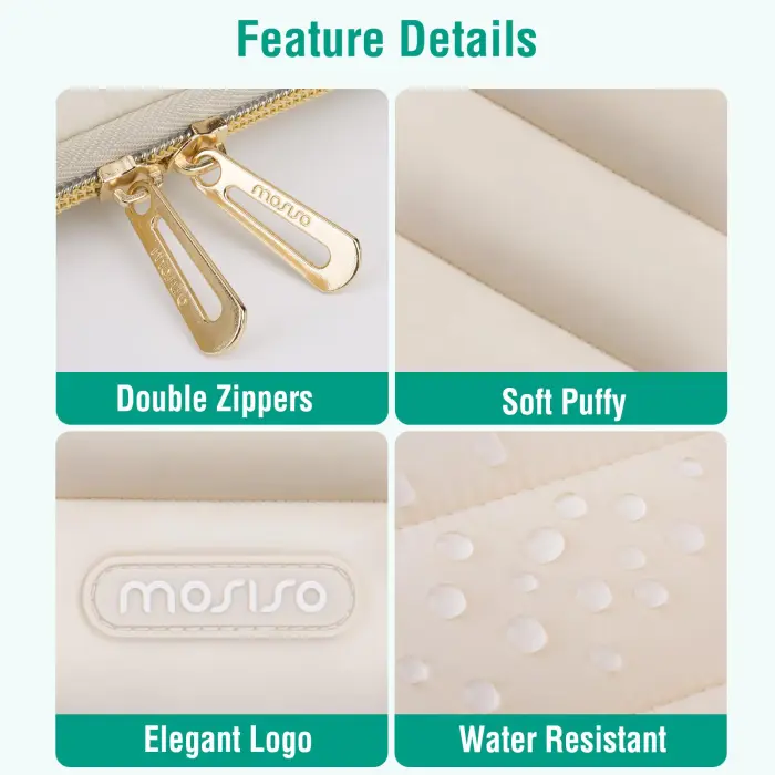 MOSISO 13.3 inch Laptop Case, 13-13.3 inch Puffy Laptop Sleeve Compatible with MacBook Air 13 13.6 M4 M3 M2 M1/Pro 13/Pro 14, HP Dell ASUS Lenovo,Polyester Horizontal Bag with Small Case, Sand - Image 8