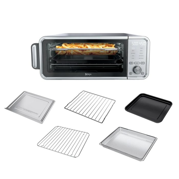 Ninja Flip 10-in-1 Toaster Oven and Air Fryer, Countertop Oven with Broil Rack, 1800W Stainless Steel, Flip-Away Storage, 17 Quart Capacity, Digital Display, For Toast, Bake, Pizza, Roast & More (Renewed) - Image 1