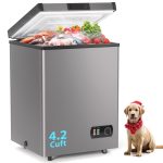 LifePlus Chest Freezer, 4.2 Cubic Feet Small Deep Freezers Top Door with Removable Basket, 7 Temperature Control Energy Saving, Compact Freezer for Home Kitchen Office Dorm Apartment Indoor Use, Grey