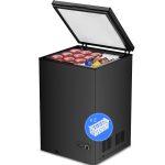Kismile 3.5 Cubic Feet Chest Freezer with 2 Removable Baskets Free Standing Top Open Door Compact Deep Freezer with Adjustable Temperature for Home/Kitchen/Office/Bar (3.5 Cubic Feet, Black)