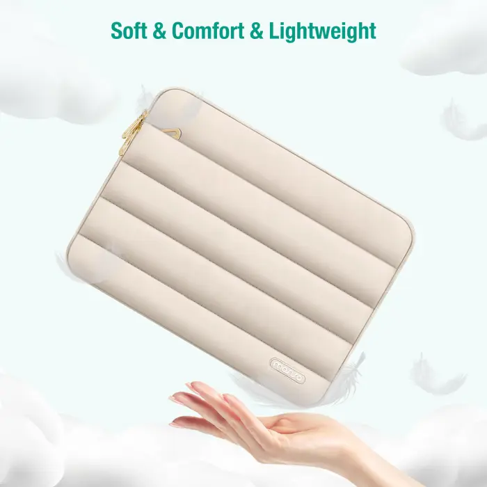 MOSISO 13.3 inch Laptop Case, 13-13.3 inch Puffy Laptop Sleeve Compatible with MacBook Air 13 13.6 M4 M3 M2 M1/Pro 13/Pro 14, HP Dell ASUS Lenovo,Polyester Horizontal Bag with Small Case, Sand - Image 6