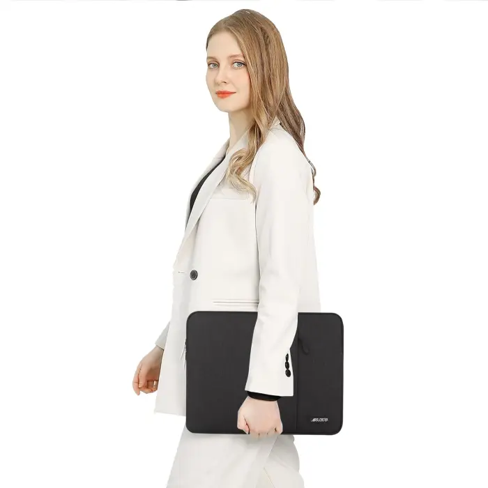 MOSISO Laptop Case 13.3 inch, 13-13.3 inch Laptop Sleeve Compatible with MacBook Air/Pro 13/Pro 14 M5 M4 M3 M2 M1, HP Dell ASUS Lenovo,Polyester Vertical Computer Sleeve Bag with Pocket, Black - Image 2