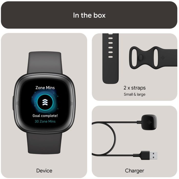 Fitbit Sense 2 Advanced Health and Fitness Smartwatch with Tools to Manage Stress and Sleep, ECG App, SpO2, 24/7 Heart Rate and GPS, Shadow Grey/Graphite, One Size (S & L Bands Included) (Renewed) - Image 5