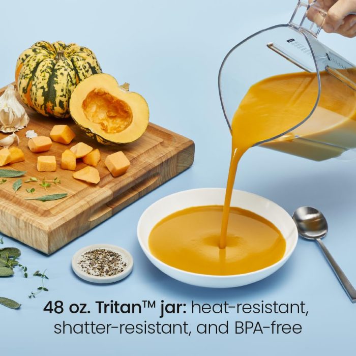 Chefman Obliterator 48 oz Countertop Blender for Smoothies, 1380W Motor to Crush Ice, Nuts, and Frozen Fruit with Stainless Steel Blade, Auto Blend Function, Includes Tamper and Scraper - CONCRETE (Renewed) - Image 6