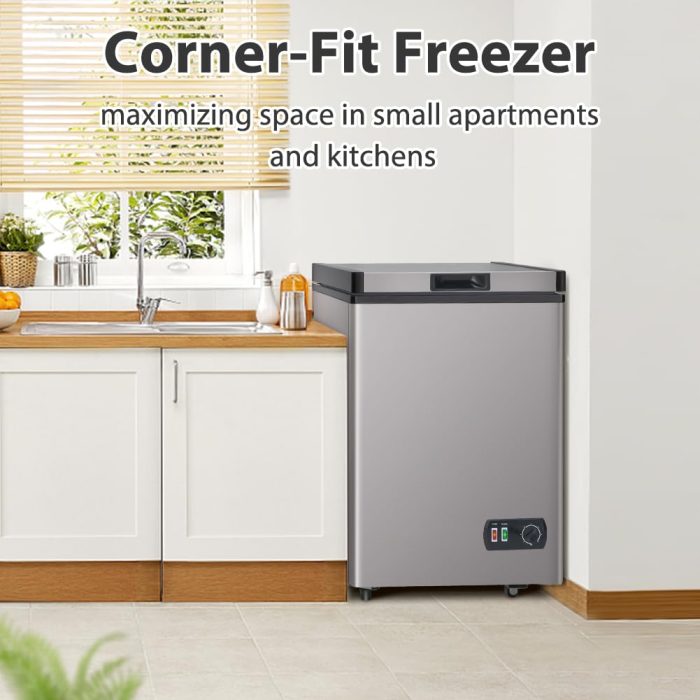 LifePlus Chest Freezer, 4.2 Cubic Feet Small Deep Freezers Top Door with Removable Basket, 7 Temperature Control Energy Saving, Compact Freezer for Home Kitchen Office Dorm Apartment Indoor Use, Grey - Image 2