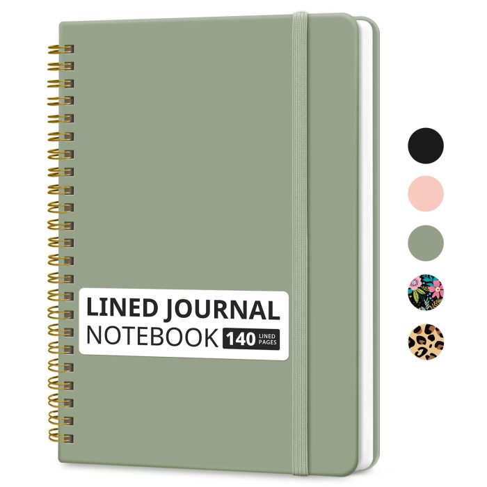Taja Lined Spiral Journal Notebook for Women & Men, 140 Pages, College Ruled Hardcover Notebook for Work & Note Taking, Journals for Writing, A5(5.7" x 7.9") - Green - Image 1