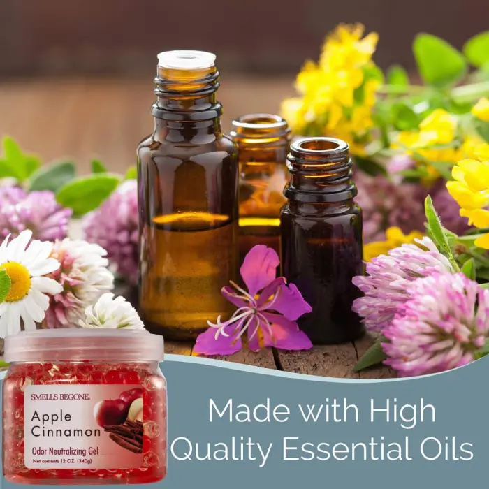 SMELLS BEGONE 12 oz Odor Eliminator Gel - Air Freshener - Absorbs & Eliminates Odor in Bathrooms, Basements, Cars, Boats, RVs & Pet Areas - Made with Essential Oils - Apple Cinnamon - Image 3