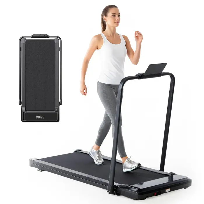 Smug Compact Armless Treadmill, Space Saving Design for Home & Office, Quiet Under Desk Walking Pad, 200 Lbs Capacity 3 in 1 Portable Walking Treadmill - Image 1