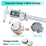 Kynup Digital Caliper, Caliper Measuring Tool Outside Micrometer, Vernier Dial Caliper, 6 Inch Caliper DIY Tool, Stainless Steel, IP54 Splash Proof, Inch Metric Fraction Switch, Large LCD Screen - Image 2