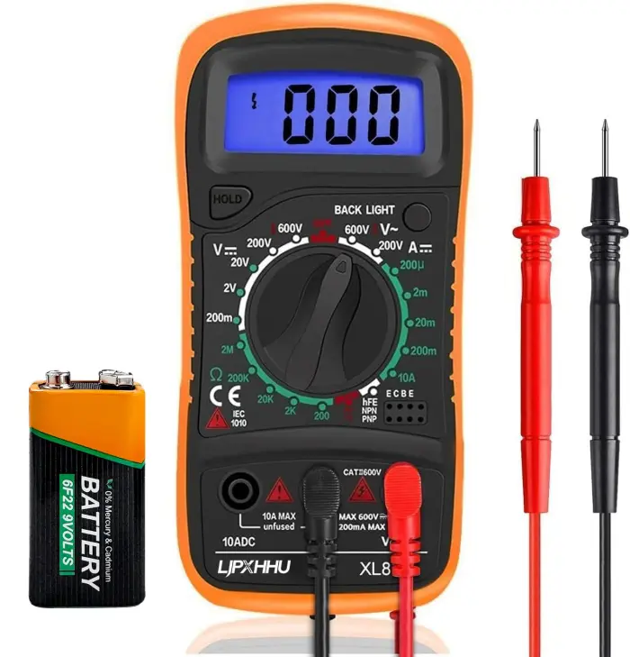 Digital Multimeter Voltmeter Battery Voltage Multi Tester Continuity Ohm Volt Amp DC AC Current Resistance Diodes 2000 Counts Electrical Test Meter with Leads Backlight LCD Display - Image 1