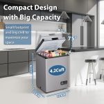 LifePlus Chest Freezer, 4.2 Cubic Feet Small Deep Freezers Top Door with Removable Basket, 7 Temperature Control Energy Saving, Compact Freezer for Home Kitchen Office Dorm Apartment Indoor Use, Grey - Image 3