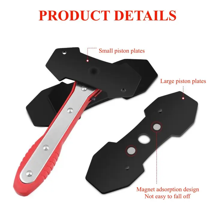 TUTOOLS Brake Caliper Press, Caliper Piston Spreader, Brake Tools,Brake Caliper Piston, Brake Caliper Press Ratchet with 2 Extra pcs Steel Plates, Red - Image 4