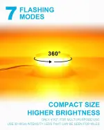 Agrieyes Amber Beacon Light 4.2Inch, Flashing Safety Warning Lights Permanent/Magnet Mount (Amber, Screw) - Image 5