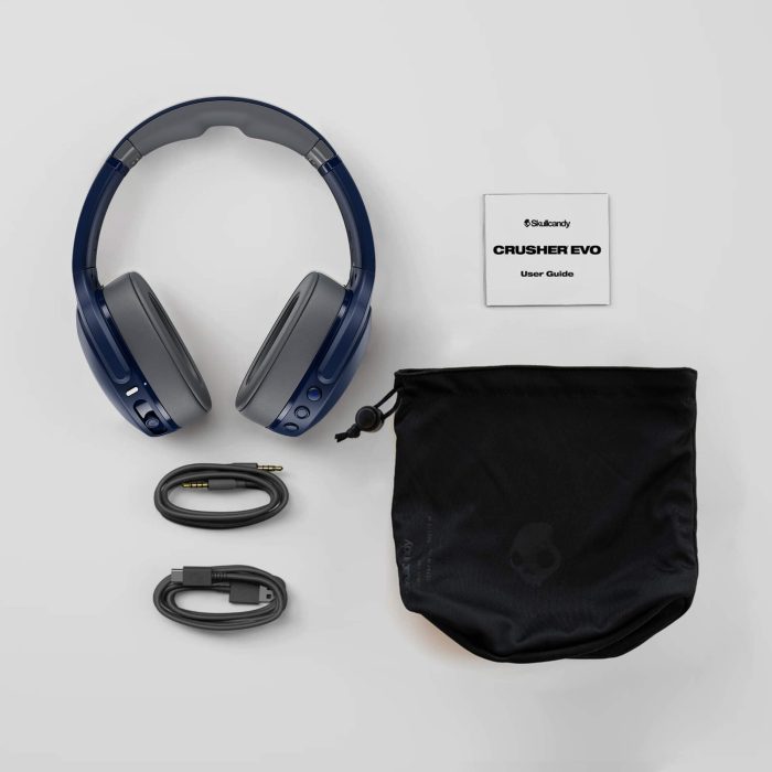 Skullcandy Crusher Evo Wireless Bluetooth Headphones with Multi-Sensory Bass, Noise Isolating Over-Ear Fit, Up to 40 Hours Battery, Microphone for iPhone Android - Blue/Grey (Renewed) - Image 3