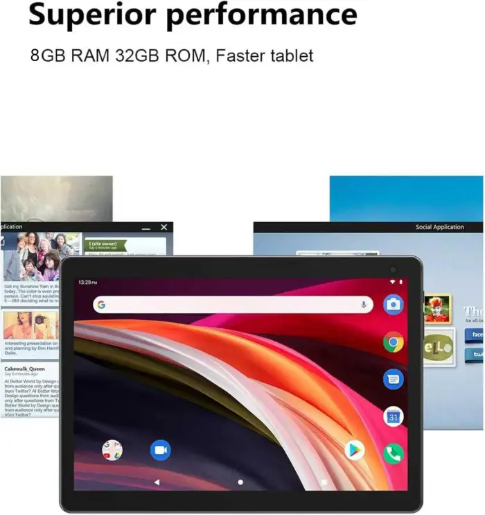 COOPERS Tablet 10 inch, Android 15 Tablet, 32GB ROM 1TB Expand Computer Tablets, Quad Core Processor 6000mAh Battery, 1280x800 IPS Touch Screen, 2+8MP Dual HD Camera, Bluetooth WiFi Tablets PC - Image 9
