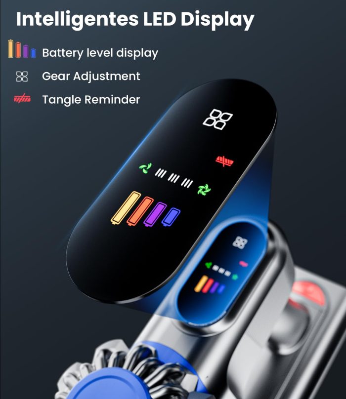 KARDV Cordless Vacuum Cleaner, 500W/40Kpa Vacuum Cleaners for Home, 60Mins Stick Vacuum with LED Display, Anti-Tangle & Wall Mount Charging, 8 in 1 Lightweight Vacuum for Hard Floors Carpet Pet Hair - Image 6