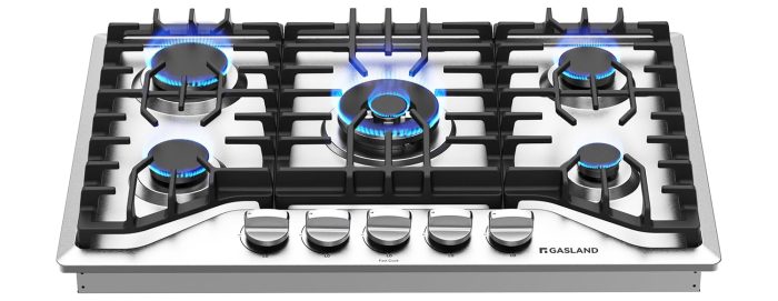 GASLAND 30 Inch Gas Cooktop, PRO GH2305SF 5 Burner Propane Stovetop, Built-in NG/LPG Convertible Cooktops, Gas Countertop Plug-in with Thermocouple Protection, Stainless Steel - Image 1