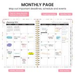 2026 Planner, Weekly and Monthly Calendar Planner for Women, Jan 2026 - Dec 2026, Hardcover Planning Agenda Book with Tabs, Spiral Bound, Inner Pocket, Perfect for School Office Supplies, 6.3" x 8.5" - Wildflowers - Image 7