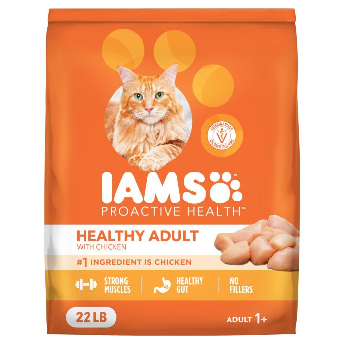 IAMS Proactive Health Adult Healthy Dry Cat Food with Chicken, 22 lb. Bag - Image 1