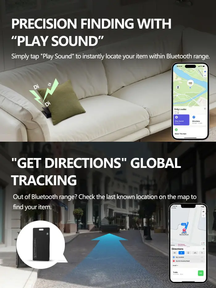 Lmrbelec Wallet Tracker Card for Apple & Android, Find My Credit Card Tracker for Wallet, Luggage, Passport, Rechargeable Tracking Card Works with Apple Find My & Google's Find Hub (Black, 1 Pack) - Image 6