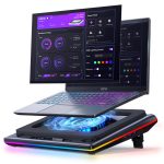 llano V12 Ultra Laptop Cooling Pad with Smart Software Control, RGB Gaming Laptop Fan Cooler Stand, 5.5" Turbo Fan, Adjustable Speed, 3*USB 3.0 Ports, 3 Height Stands, for 15.6"-19" Laptops, Black