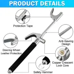 MONOJOY Steering Wheel Lock Universal Security Car Locks with Safety Hammer Heavy Duty Carro Wheel Locks Retractable Anti-Theft Prevention Device for Truck|SUV|Van Accessories, Black - Image 8