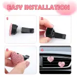 4PCS Heart-Shaped Car Vent Clips with Rhinestone,Bling Air Vent Clips Car Decorations,Premium Shiny Car Clips for Vents CCar Accessories Interior for Cars,Trucks,SUVs (Pink) - Image 3