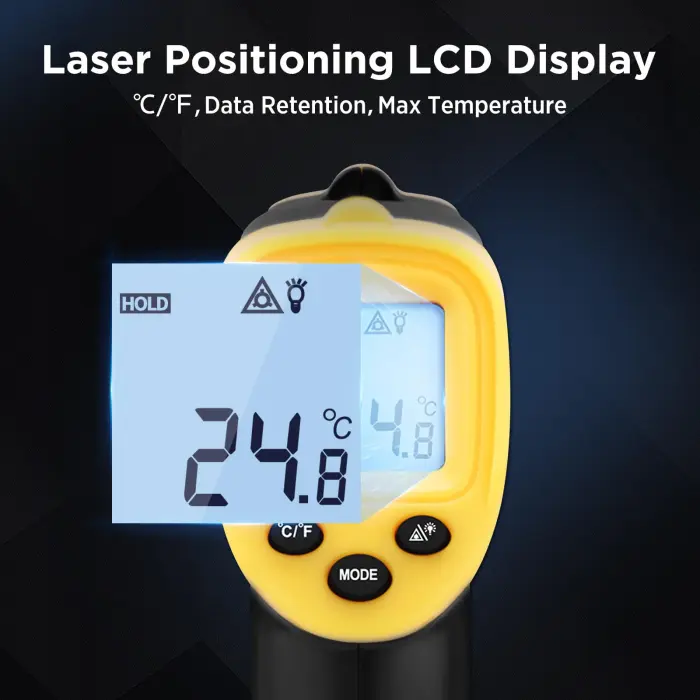 Sanliang Infrared Thermometer Laser Temperature Gun -58℉ to 1112℉ with Adjustable Emissivity & Max and Min Measure Laser Digital IR Thermometer Gun Temp IR Surface Tool Heat Temp Gun for Cooking. - Image 4