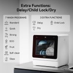 Hermitlux Countertop Dishwasher, 7 Washing Programs Portable Mini Dishwasher with 5-Liter Built-in Water Tank for Apartments & RVs, LED Light, Glass Door, No Hookup Needed - Image 8