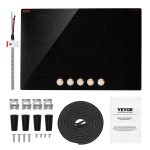 VEVOR Induction Cooktop, 9200W Electric Countertop Burner, 5 Burner Knob Control Stove, Built-in Induction Cooktop with 12 Temperature Settings, Glass Surface, Auto Shut-Off - Image 2