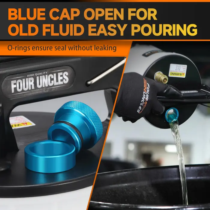 FOUR UNCLES 2L Brake Bleeder Vacuum Pump Kit - Pneumatic Brake Fluid Extractor with 1L Refilling Bottle & Adapters for Automotive Bleeding, One-Person Operation - Image 4