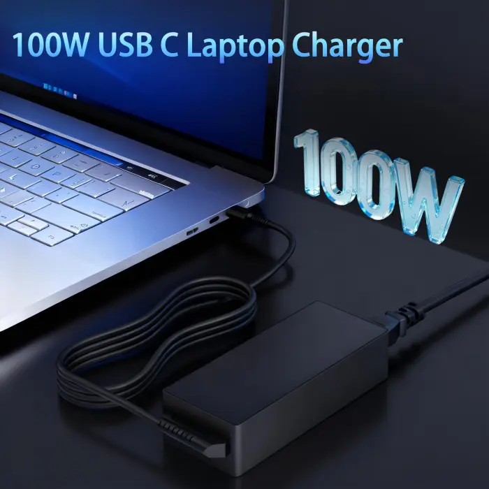 100W USB-C Power Adapter Fast Charger, Compatible with MacBook Pro/Air 16, 15, 14, 13 Inch, iPad Pro, Dell, Lenovo, HP, Asus - Universal USB-C Charger - Image 3